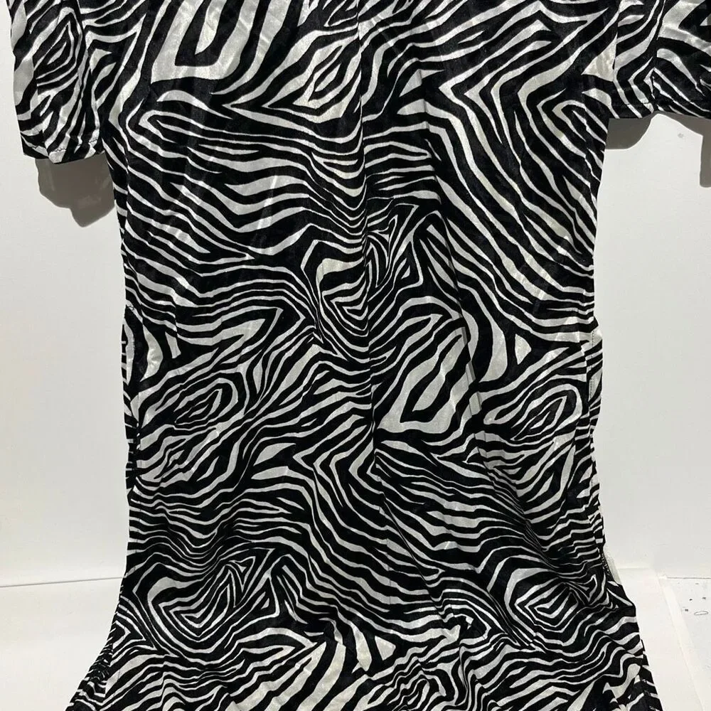 Victoria's Secret Women's Black White Zebra Print V-Neck Long‎ Sleeve Dress XS